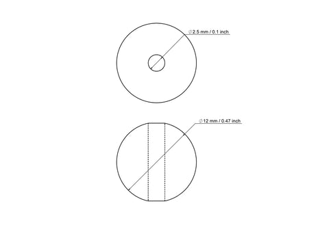 Чертёж: 12 мм birch wood bead with 2,5 мм hole