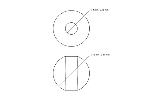 Чертёж: 12 мм birch wood bead with 4 мм hole