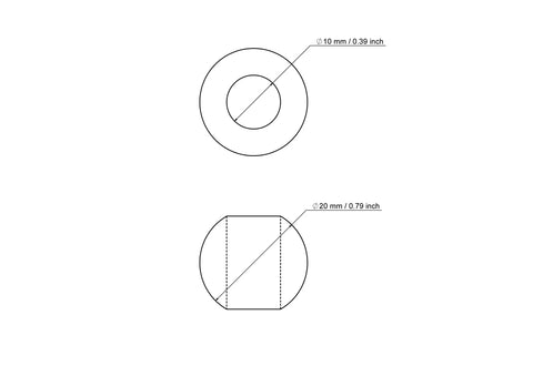 Чертёж: 20 мм birch wood bead with 10 мм hole