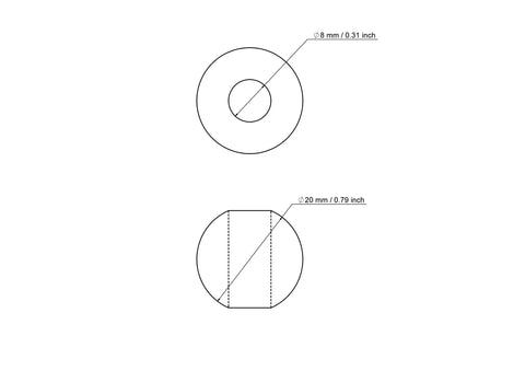 Чертёж: 20 мм birch wood bead with 8 мм hole