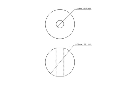Чертёж: 23 мм birch wood bead with 6 мм hole