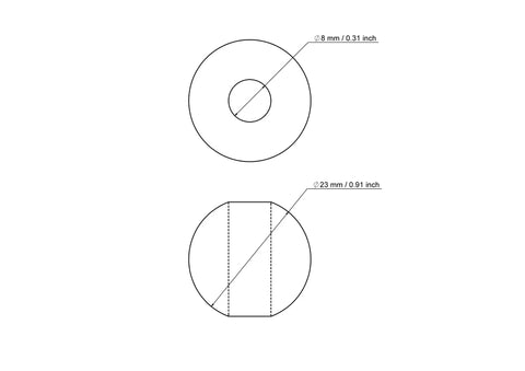 Чертёж: 23 мм birch wood bead with 8 мм hole