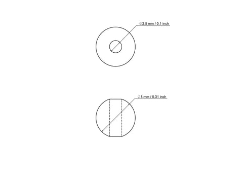 Чертёж: 8 мм birch wood bead with 2,5 мм hole