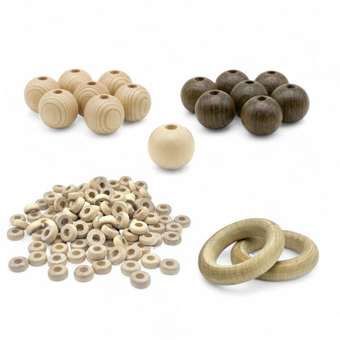 assorted treitud puidust jewellery components